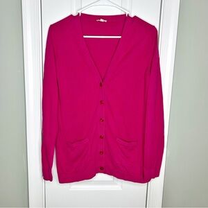 Talbots Bright Pink Button Front Cardigan Sweater Size Small Classic V-Neck
